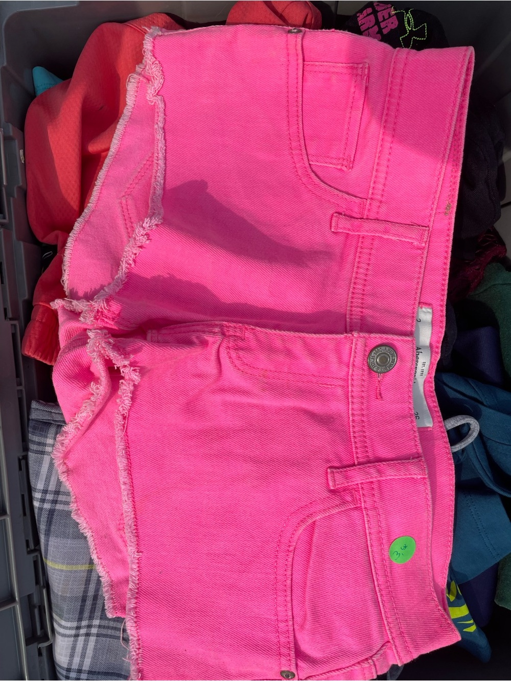 Abercrombie & Fitch Neon Pink Frayed Hem Jean Shorts